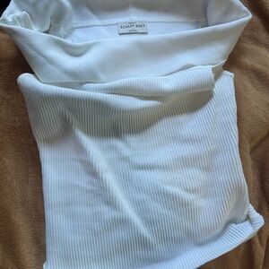 White Sculpt off the shoulder Knit Top